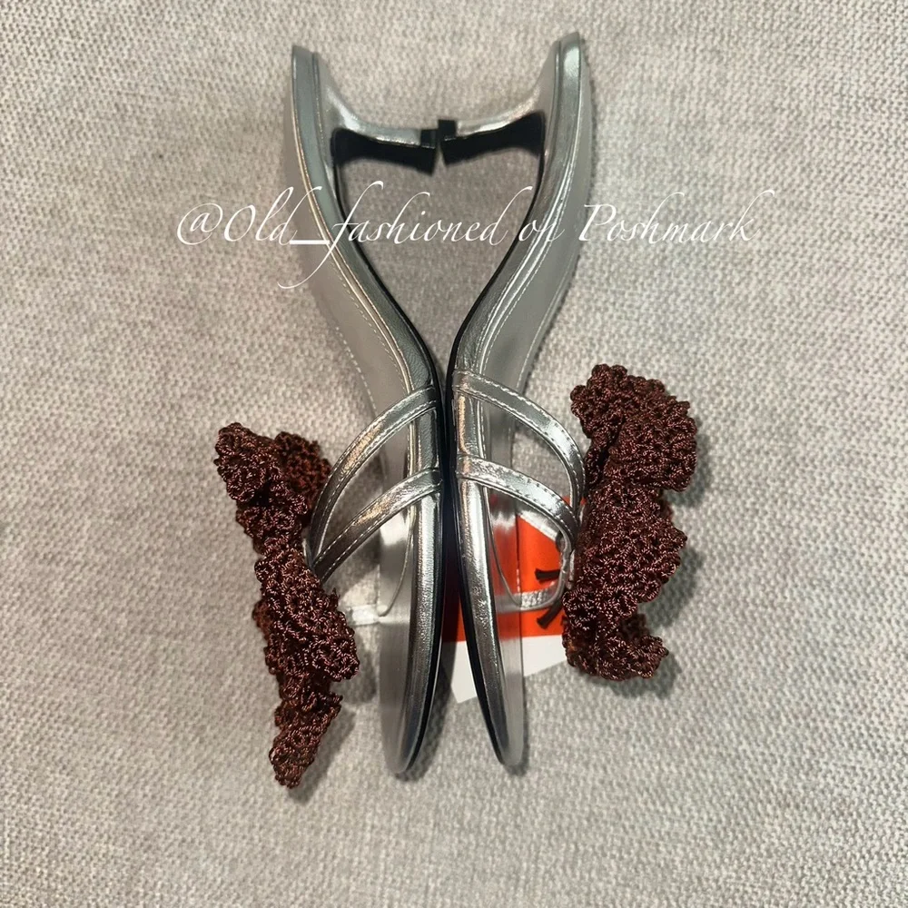 MANGO Leather Heeled Sandals with Flower